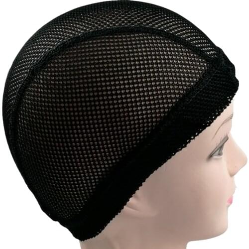 Big Hole Mesh Dome Wig Cap Hair Nets Large Hole Black Dome Caps To Make Wigs With Elastic Band Wave Cap