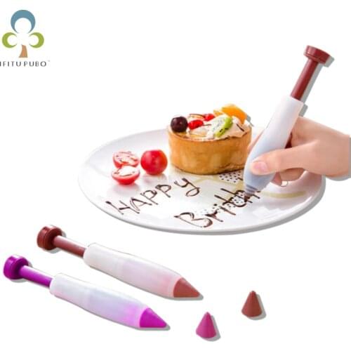 Silicone Food Writing Pen Chocolate Decorating tools Cake Cream cup cookie Icing Piping Pastry Nozzles kitchen accessories GYH