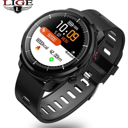 LIGE Waterproof Smart Watch Men Bluetooth Connection For Android ios Mobile Phone LED Full Touch Screen Control Music smartwatch