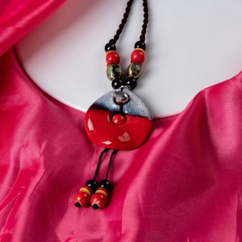 Unique Ceramic Pendant vintage style Necklace Jewelry DIY fashion Necklaces For Women #GY525