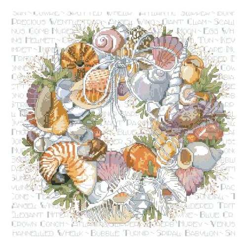 Top Quality lovely beautiful counted cross stitch kit seashell shell conch wreath garland Janlynn