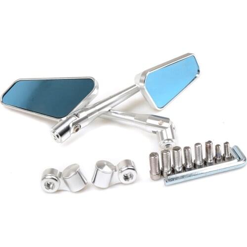 Universal 1 PAIR Motorcycle Mirror moto bike Rearview Mirror Rear-View Mirrors Alloy Motorcycle Rear View Mirrors 8mm/10mm Blue