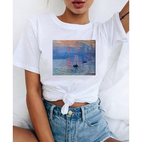 90s Painting Ulzzang Casual Tops Tees T-shirt Female Clothes 64. Fashion Women T Shirt Harajuku Aesthetic Cute Funny Tshirt