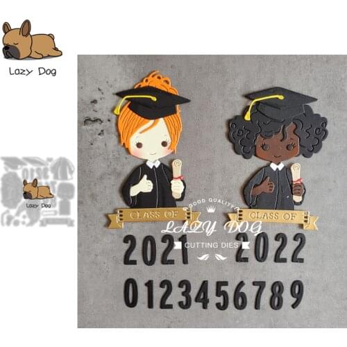 Female graduation bachelor uniform Metal Cutting Dies Scrapbooking Stencil DIY Craft Embossing Die Cuts Card Making New 2021