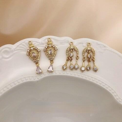 18K gold bag color preservation French retro palace style jewelry material Homemade light luxury earrings necklace pendant