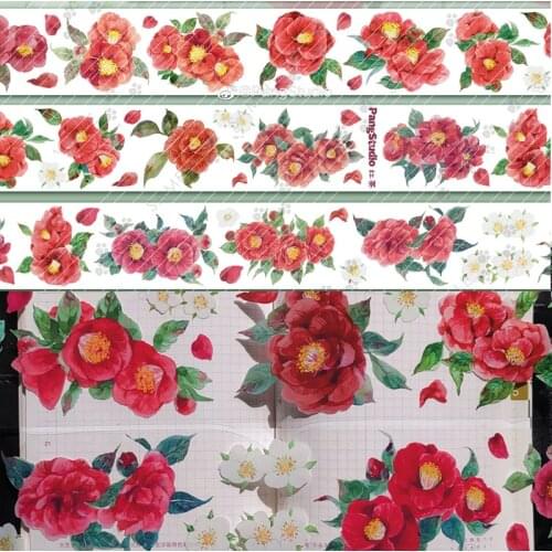 1 Loop 6 X 160cm Black Tea Red Flower Pet Pangstudio Journal Washi Tape Flower Special Oil