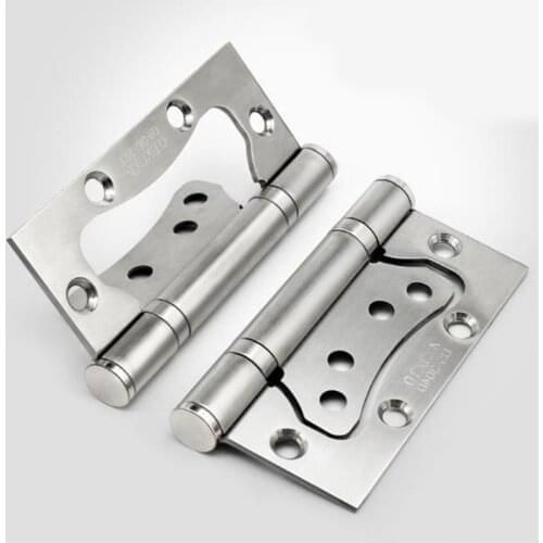 1Pcs Door Hinge 4 Inch 5 Inch 201 Stainless Steel Hinge Free Slotted Wooden Door Room Door Silent Discharge Rubber Buffer Hinge