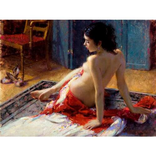 100%Handmade Oil painting art female Impressionism nudes girl on Canvas 24"X36"