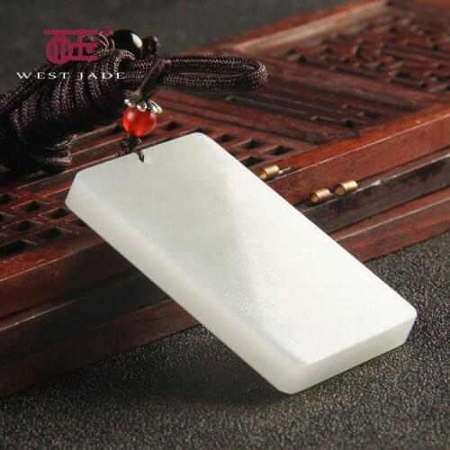 100% Real hetian white jade pendant handcarved square jade pendants necklace jade gift necklaces jade jewelry