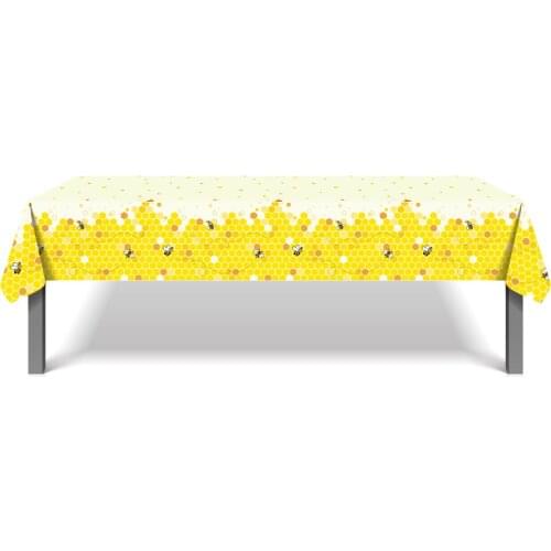130*220cm Sweet Yellow Honey Bee Theme Birthday Party Disposable Tablecloths Tableware Sets Baby Shower Decoration Tablecover