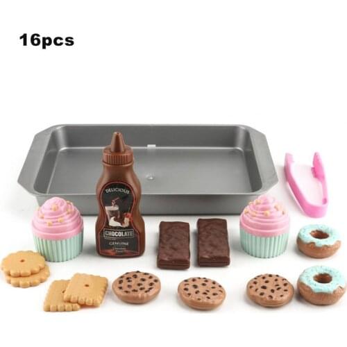 16Pcs/Set Miniature Cookies Cake DIY Creative Educational Dollhouse Cookies Chocolate Cake for Children