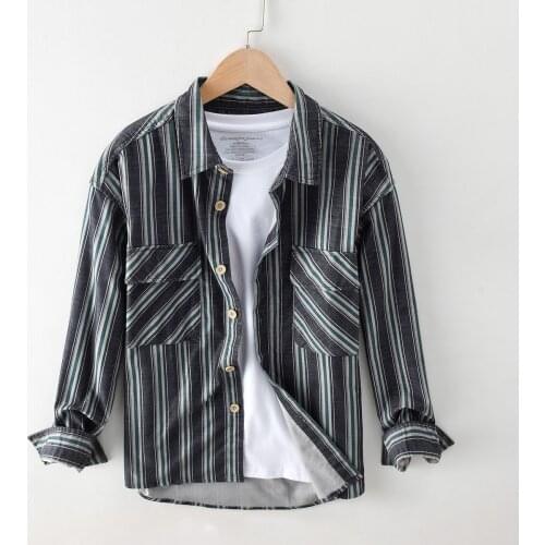 2020 Autumn Winter New Warm Corduroy Shirts Men Plus Size Casual Long Sleeve Cotton Striped Shirt Male Quality Clothes