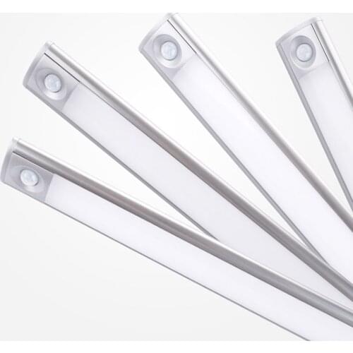 24/42/60CM Ultra-thin PIR Motion Sensor LED Under Cabinet Light USB Rechargeable Wardrobe Cupboard Wall lamp Closet night light