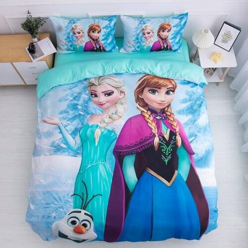 3d Disney Frozen Bedding Set Cartoon Character Anna Elsa Olaf Printed Duvet Cover Set Bed Sheet Pillowcase Twin Full Queen Size