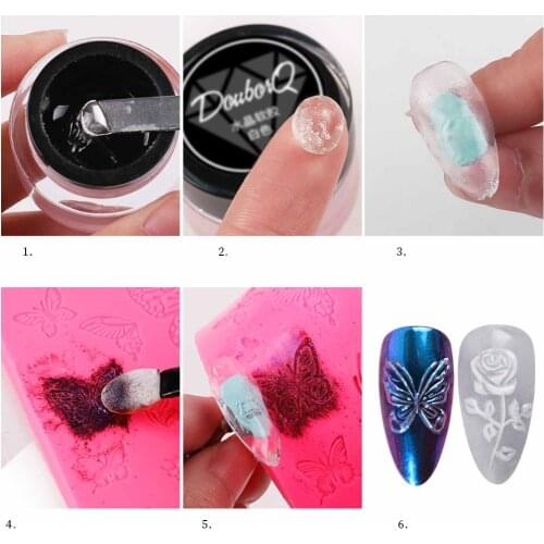 3D Relief Nail Art Silicone Printing Template Nail Mold Powder Chrome Pigment Dust Environment-Friendly Decorating Manicure Tool