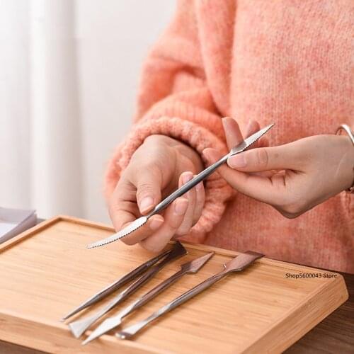5pcs/set of Stainless Steel Double-headed Carving Knife Clay Sculpture Tool Ceramic DIY Scraping Soft Pottery Modeling Tool