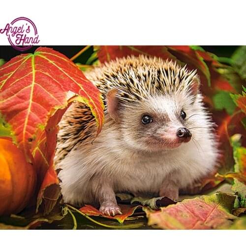 5D DIY Diamond Embroidery forest Hedgehog Diamond Painting Cross Stitch full Square Rhinestone Mosaic home decoration gif