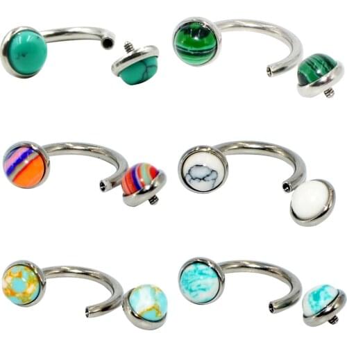 6PCS Surgical Steel Circular Bead Ring Horseshoe Barbell Ring Ear Tragus Cartilage Helix Earring Labret LipRing Piercing Jewelry