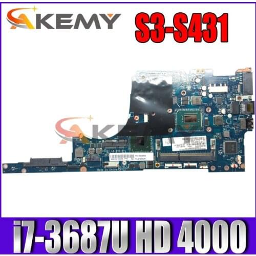 Akemy 04X2003 VIUS1 LA-9611P laptop motherboard For lenovo Thinkpad S3-S431 S431 14'' core i7-3687U HM77 Intel GMA HD 4000