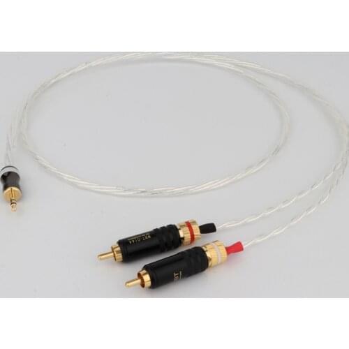 HIFI Odin audiophile silver aux 3.5mm/2.5mm headset plug to 2rca jack Audio signal line Computer and audio connection cable