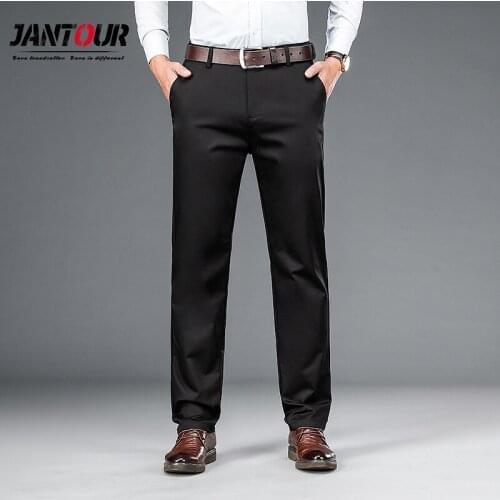 New Design Casual Men Pants Cotton Loose High waist Straight Fashion Black Business Formal Trousers Mens Plus Size 40 42