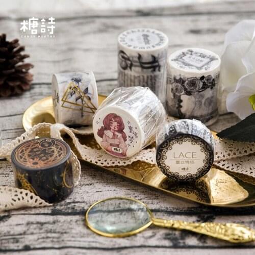 European style and paper tape Gothic style girl dark bronzing retro border letter hand account DIY diary party decoration tape