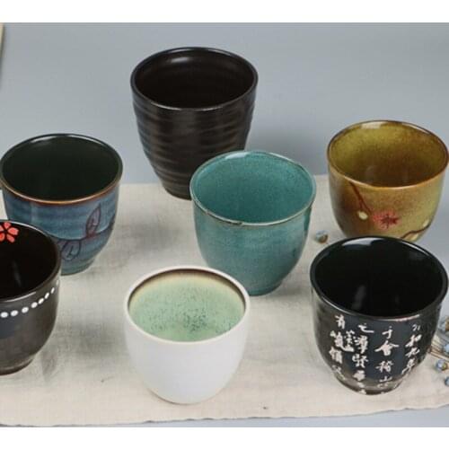 Retro water cup without handle small tea cup hand-painted ceramic cup home office small tea cup wine