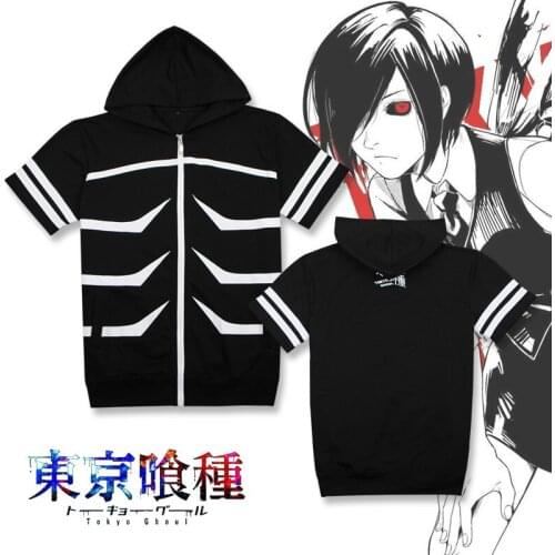 COSTAR Anime Tokyo Ghoul Kaneki Ken Cosplay Soft Cotton Wearing Fashion T-shirt Harajuku Unisex Tees Hooded