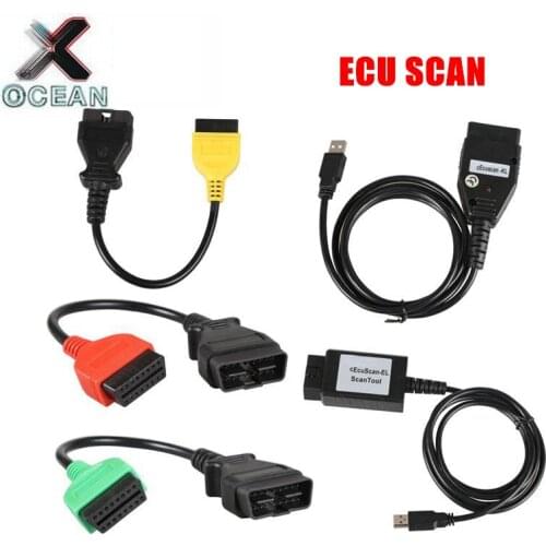 High quality For Fiat ECU Scan FiatECUScan + MultiECUScan For Fiat / Alfa Romeo / Lancia OBD2 Scanner Diagnostic Cables Adapters