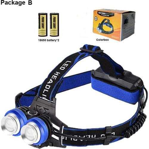Highlight LED Headlamp rechargeable headlight 360º rotary Double lights 4 lighting modes hands-free camping head torch