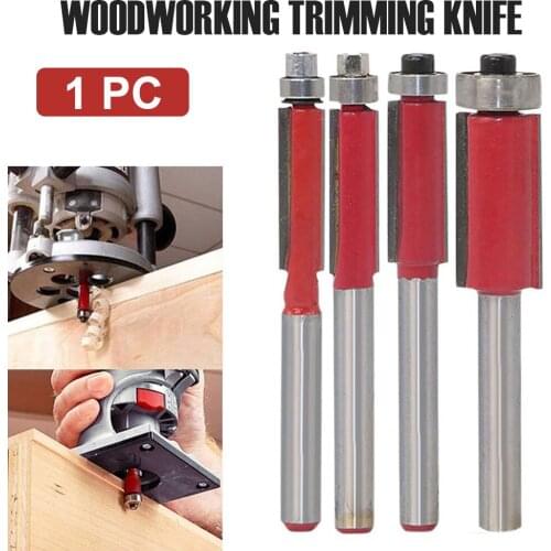 1PC 1/4" 6.35MM Shank Milling Cutter Wood Carving End Dual Flutes Ball Bearing Flush Router Bit Straight Shank Trim Woodworking