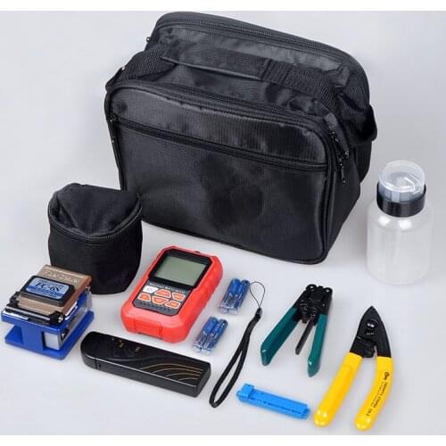 FTTH Fiber Optic Tool Kit with Fiber optic power meter FC-6S Fiber Cleaver CFS-2 Miller Wire stripper 15mW VFL Fault detector