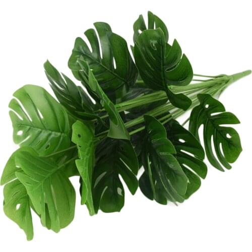 Fake Plants Artificial Monstera 18 Fork Turtle Leaf Plastic Indoor Outdoor High-grade Natural 18 Heads Home Garden Decoration