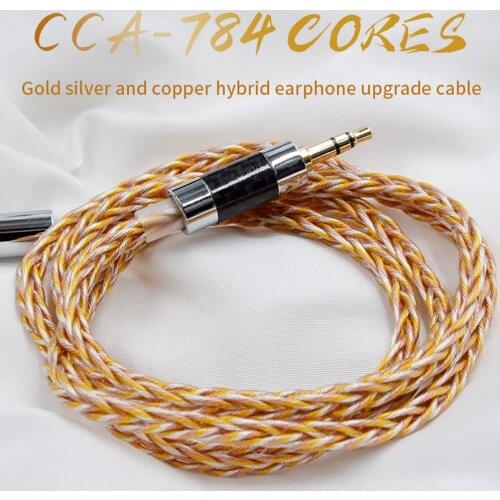 Core Cable Gold Silver Copper Mixed Upgrade Gold Silver Copper Braided Replacement Cable 3.5mm 2-Pin for KZ Earbud 8-Core