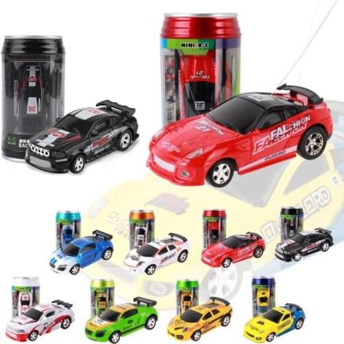 Creative Coke Can Mini Electric Remote Control Four-way Model Racing Car with Lights Kids Toy Children Gift