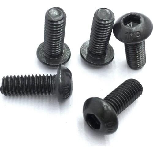 M5x8mm Button Head Hex Socket Cap Screw Bolt Black 50 pcs