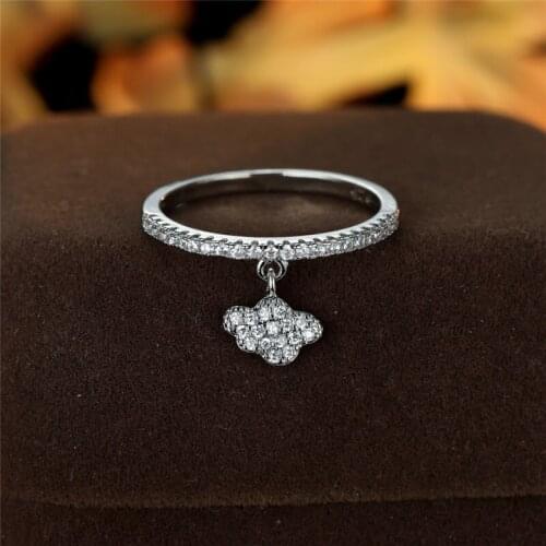 Geometric Small Cloud Pendant Ring Boho Gold Silver Color Wedding Ring White Zircon Crystal Stone Rings For Women Bridal Jewelry