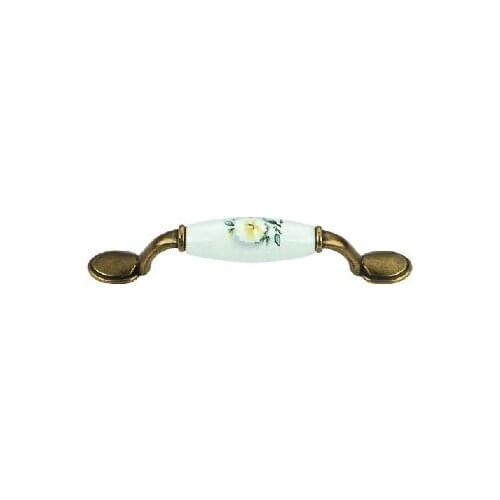 Camellia Ceramic Handle Western-style antique copper furniture handle drawer wardrobe cupboard door handle 1150 Series