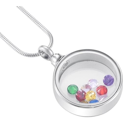 MJD9889 Memorial Glass Heart Locket Urn Necklace Stainless Steel Waterproof Cremation Jewelry
