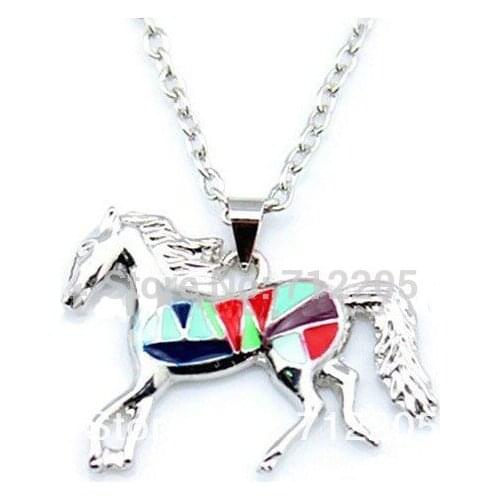 Fashion Multicolor Enamle Horse Necklaces animal Jewelry (A1036)