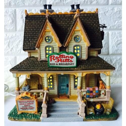 Handicraft Night Light Ceramic House Yellow Family Villa Homestay House Building Decoration Model Home Living Room Furnishing