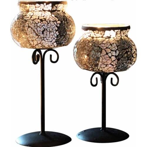 Candlelight Dinner Props Aromatherapy Cup Mosaic Glass Candle Holder Retro Western-Style Dining Table Decoration Nordic Home