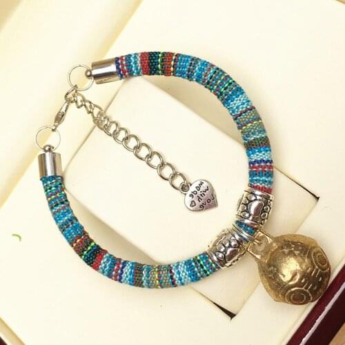 Pet Leash Collar With Big Bell Colorful Ethnic Style Kitten Puppy Necklace Collars for Cats Dogs XHC88