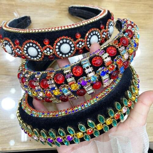 Headband, Exaggeration headband, Womens Sponge Pearl, Fabric, Chain Rhinestone Crown ,Hoop, Twist, Turban Hair Accessories