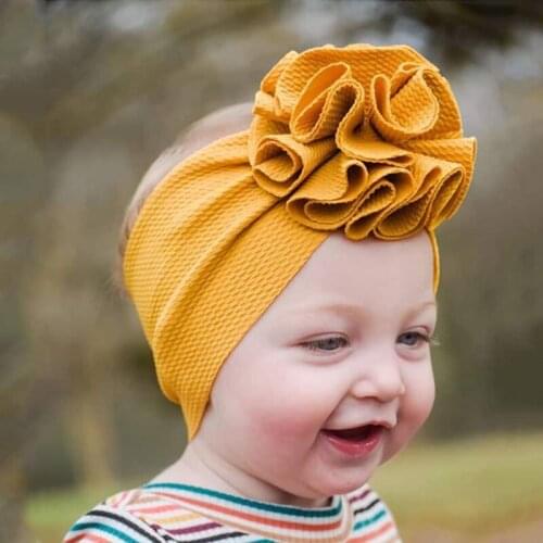 Cute Flower Baby Headband Solid Color Elastic Baby Gilrs Hair Bands Turban Wide Newborn Hairband Baby Hair Accessories