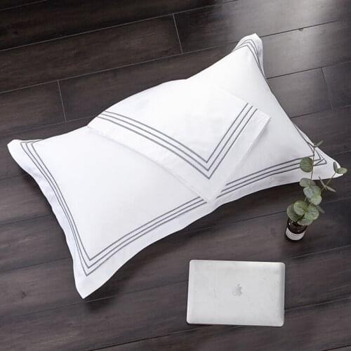 Luxury 100% Egypt Cotton Embroidery 5 stars Hotel Pillowcases pillow cover White pillow case one pair 50*80 55*85cm