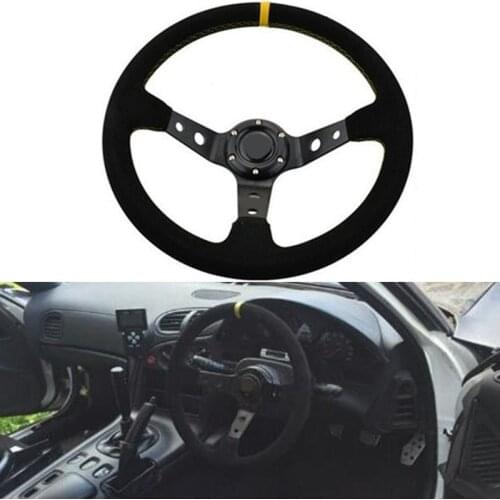 14inch 350mm Deep Dish Drifting Steering Wheel Universal suede Leather Aluminum Car Auto Racing Sport Steering Wheel Accessorie