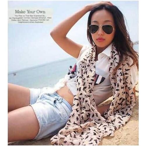 Spring-summer air conditioning shawl Korean simulation silk chiffon kitten Long paragraph womens cashmere chiffon scarf
