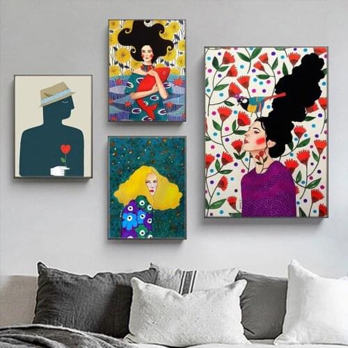 Nordic Art Cartoon Figure Abstract Canvas Art Canvas Paintings Posters And Prints Modern Watercolor On the Wall Art Pictures