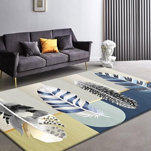 Modern Simple Feather Series Living Room Carpet Nordic Style Home Coffee Table Mat Bedroom Carpet Home Decoration Non-Slip Rug